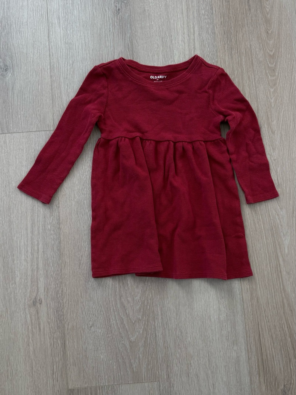 Old Navy Girls' Deep Red Long-Sleeve Knit Dress